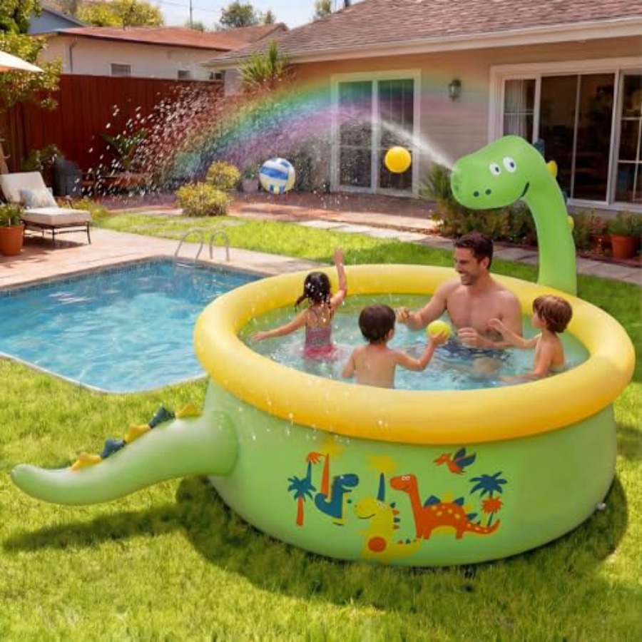 Sprinkler Splash Pad - Dinosaur Inflatable Kiddie Pool Splash Pads