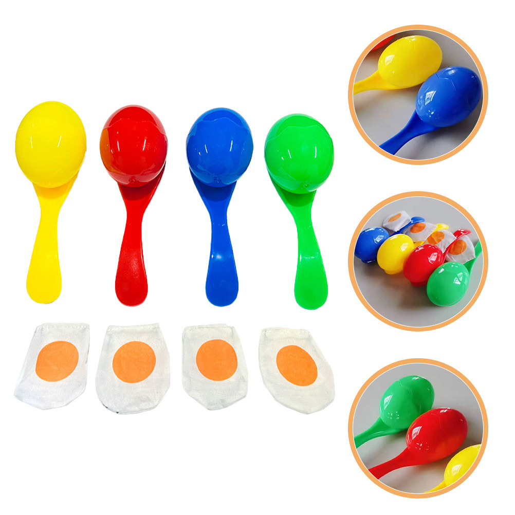 Kids Outdoor Games For Party - 4Sets Colorful Balance Spoon Egg Training