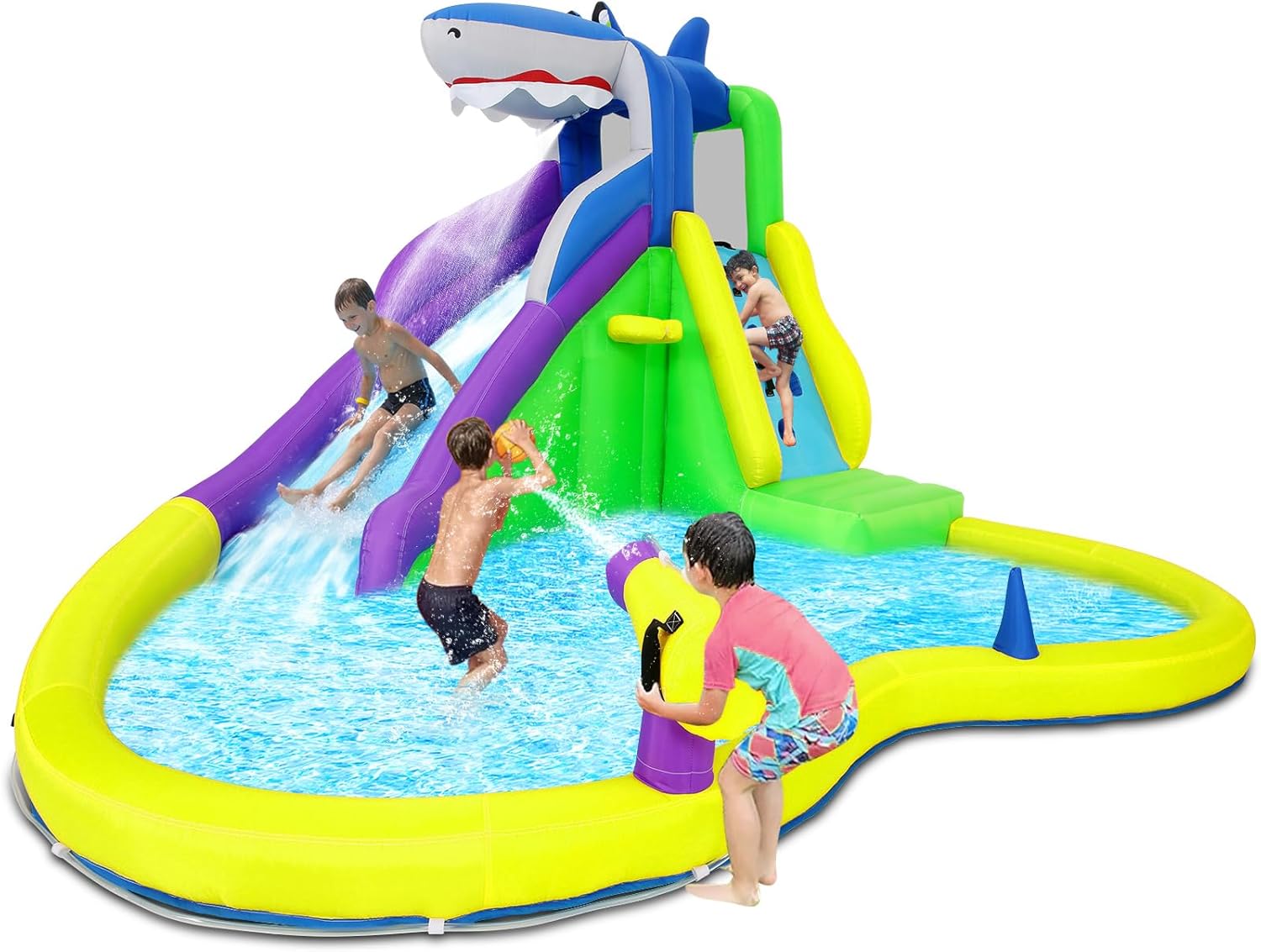 Kids Outdoor Climbing Wall - 13x14FT Inflatable Bounce House with Water