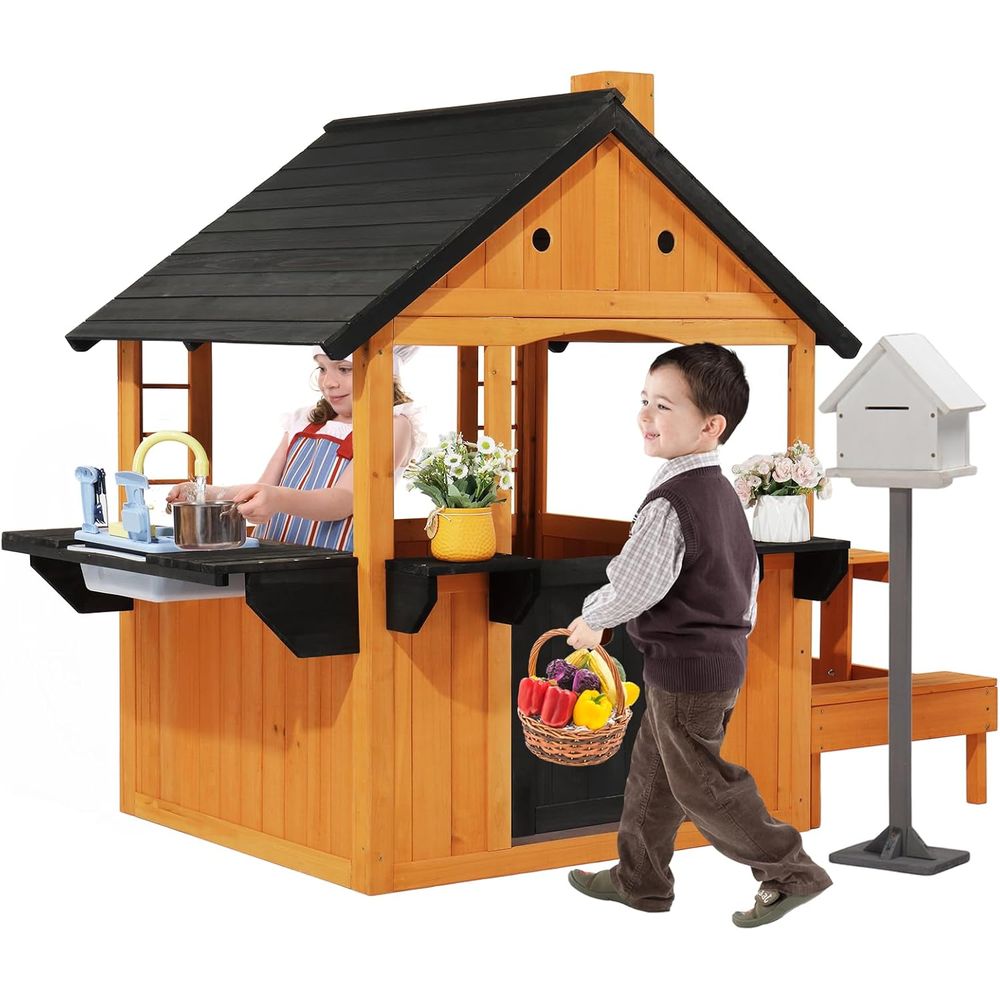 Kids Outdoor Picnic Table - MOR Kids Outdoor Playhouse with Sink