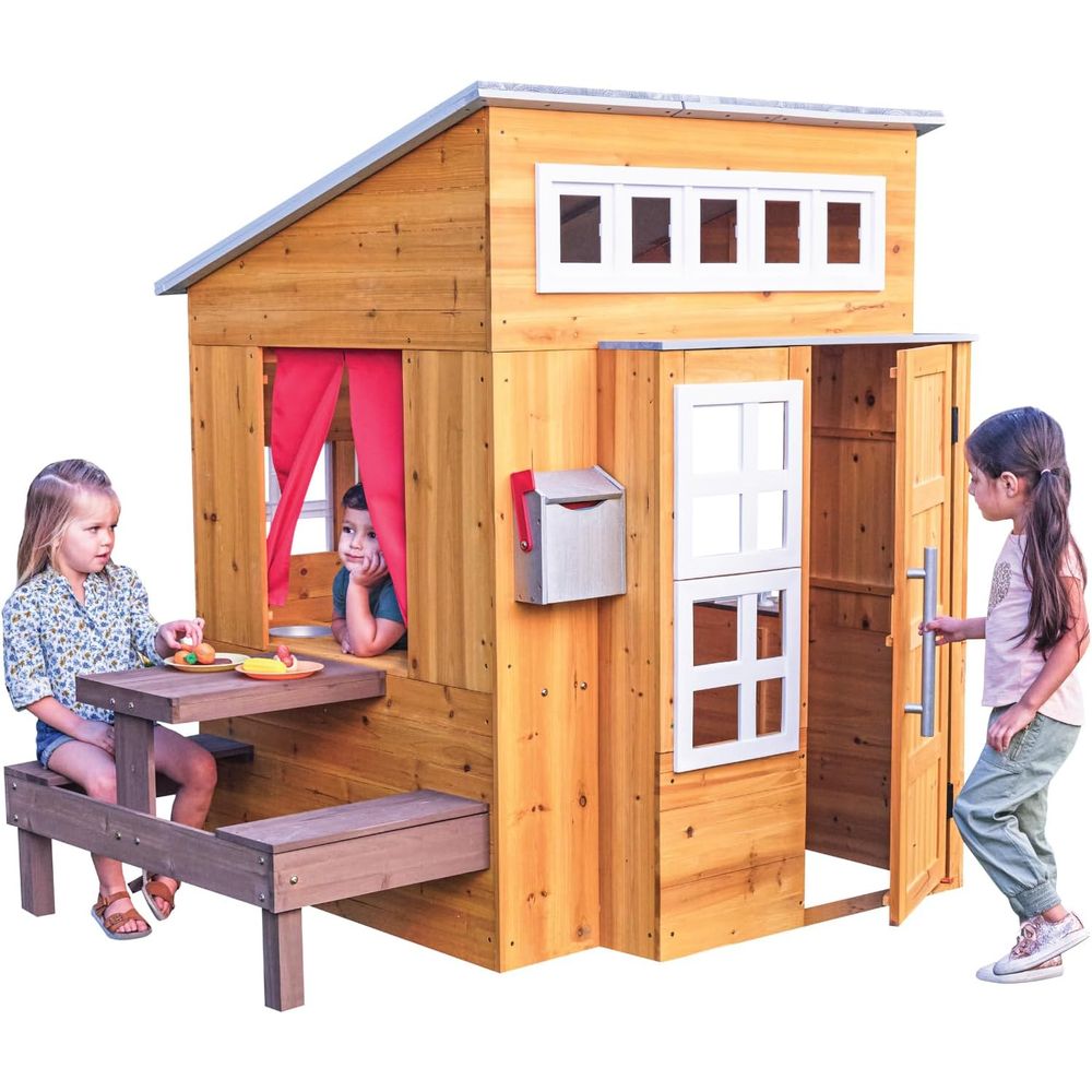 KidKraft Modern Wooden Playhou - Kids Outdoor Picnic Table recension och pris