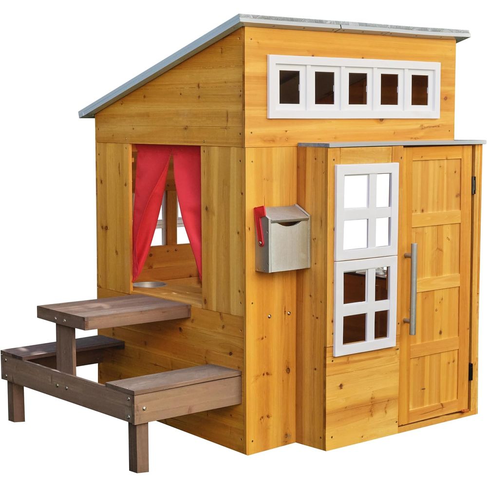 KidKraft Modern Wooden Playhou - Kids Outdoor Picnic Table recension och pris