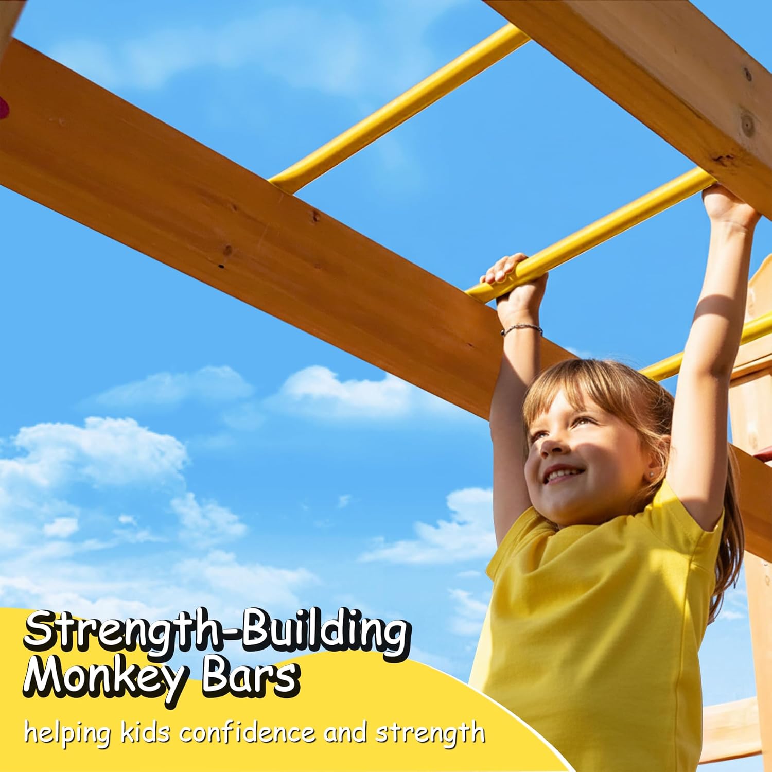 Wooden Swing Sets for Backyard - Kids Outdoor Monkey Bars recension och pris