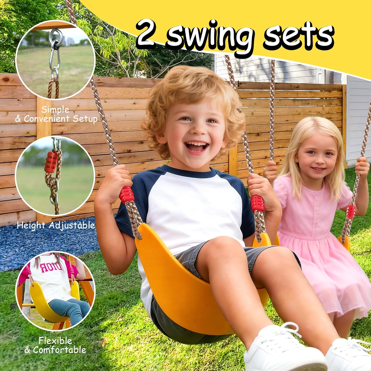 Wooden Swing Sets for Backyard - Kids Outdoor Monkey Bars recension och pris