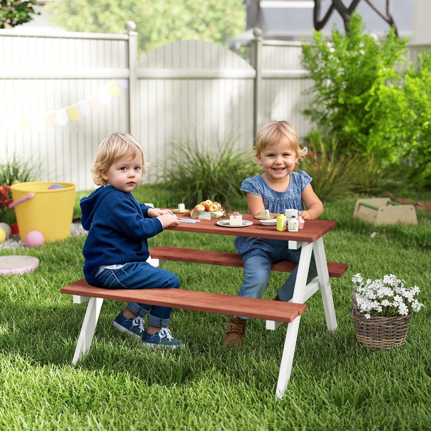 Kids Picnic Table Set, Wooden  - Kids Outdoor Picnic Table recension och pris