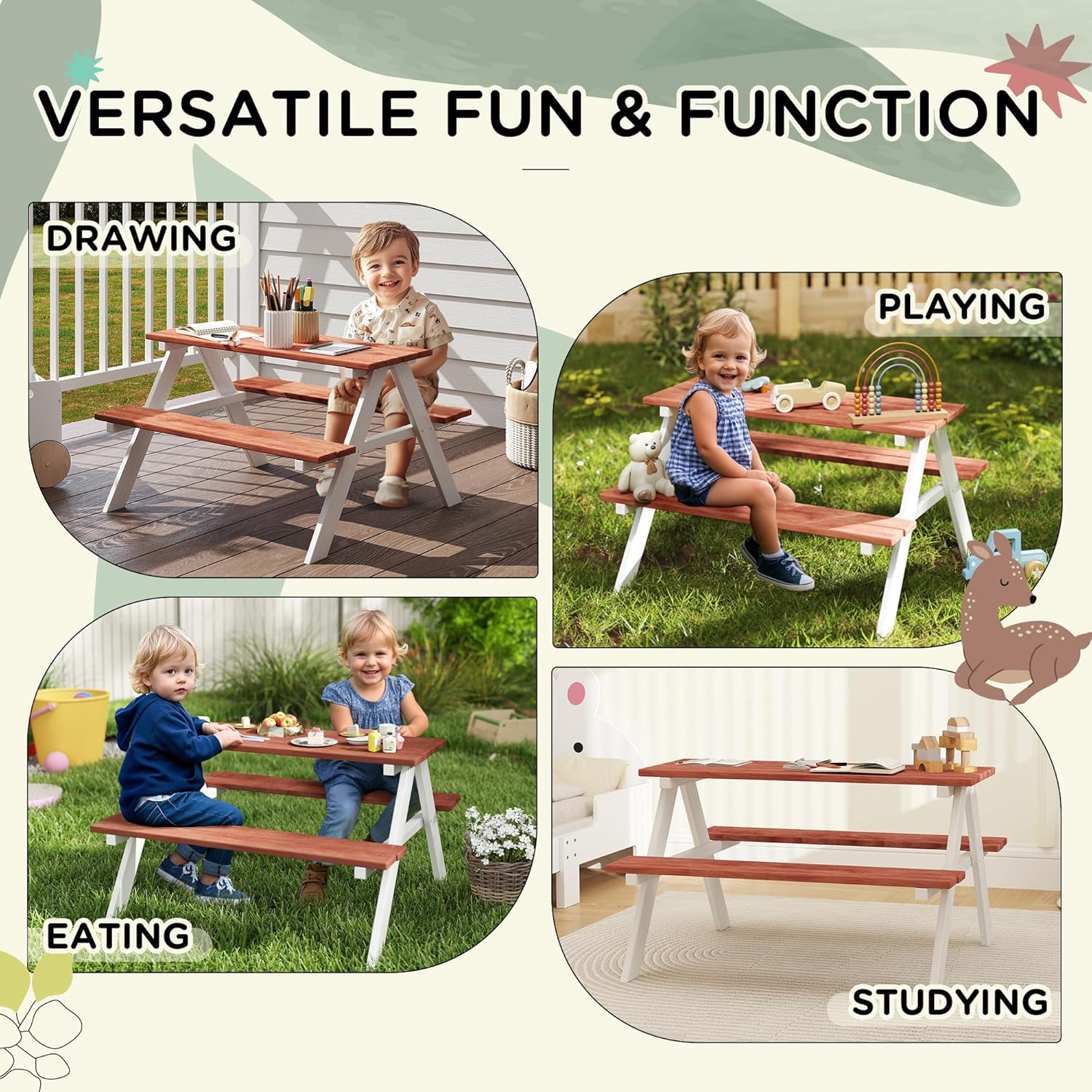 Kids Picnic Table Set, Wooden  - Kids Outdoor Picnic Table recension och pris
