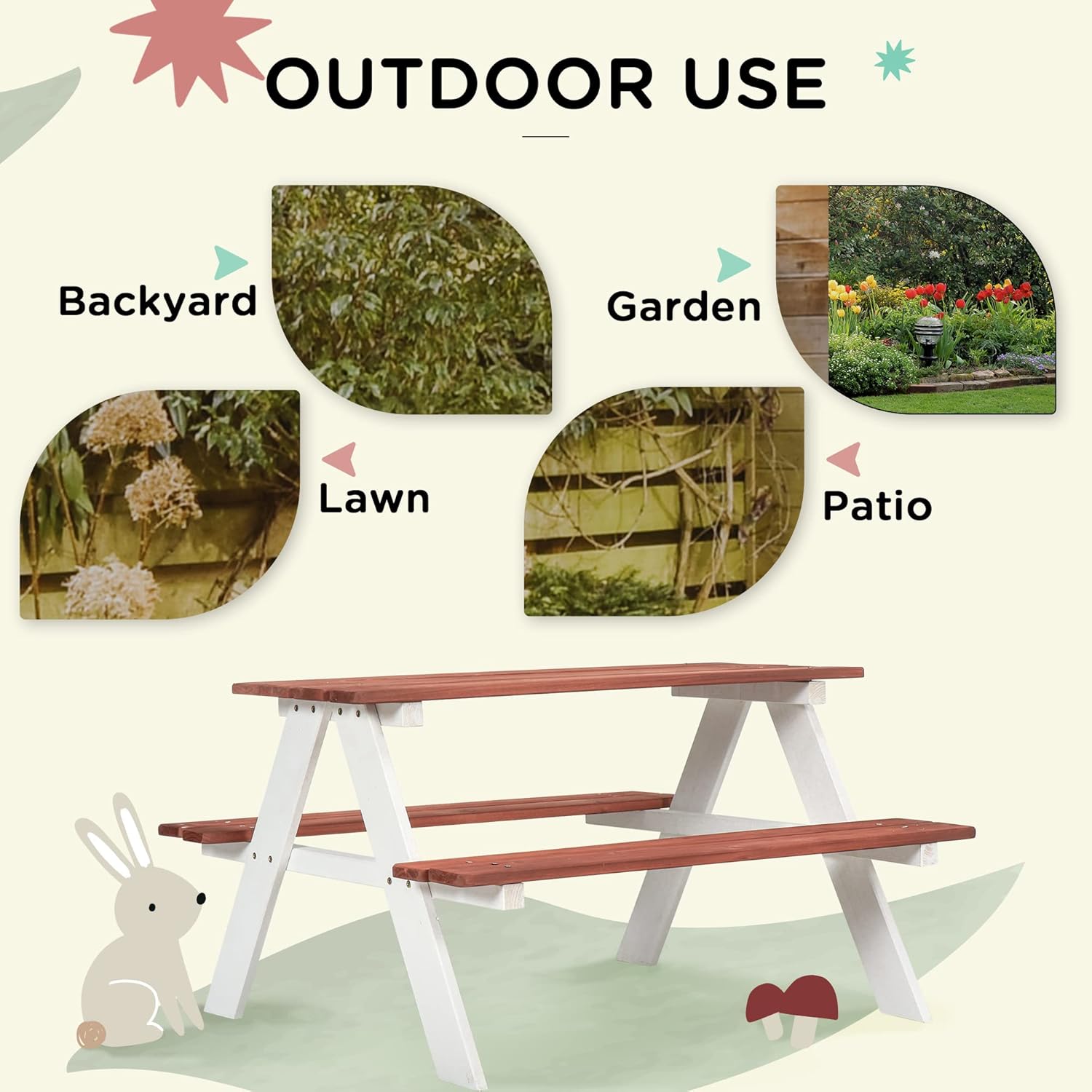 Kids Picnic Table Set, Wooden  - Kids Outdoor Picnic Table recension och pris