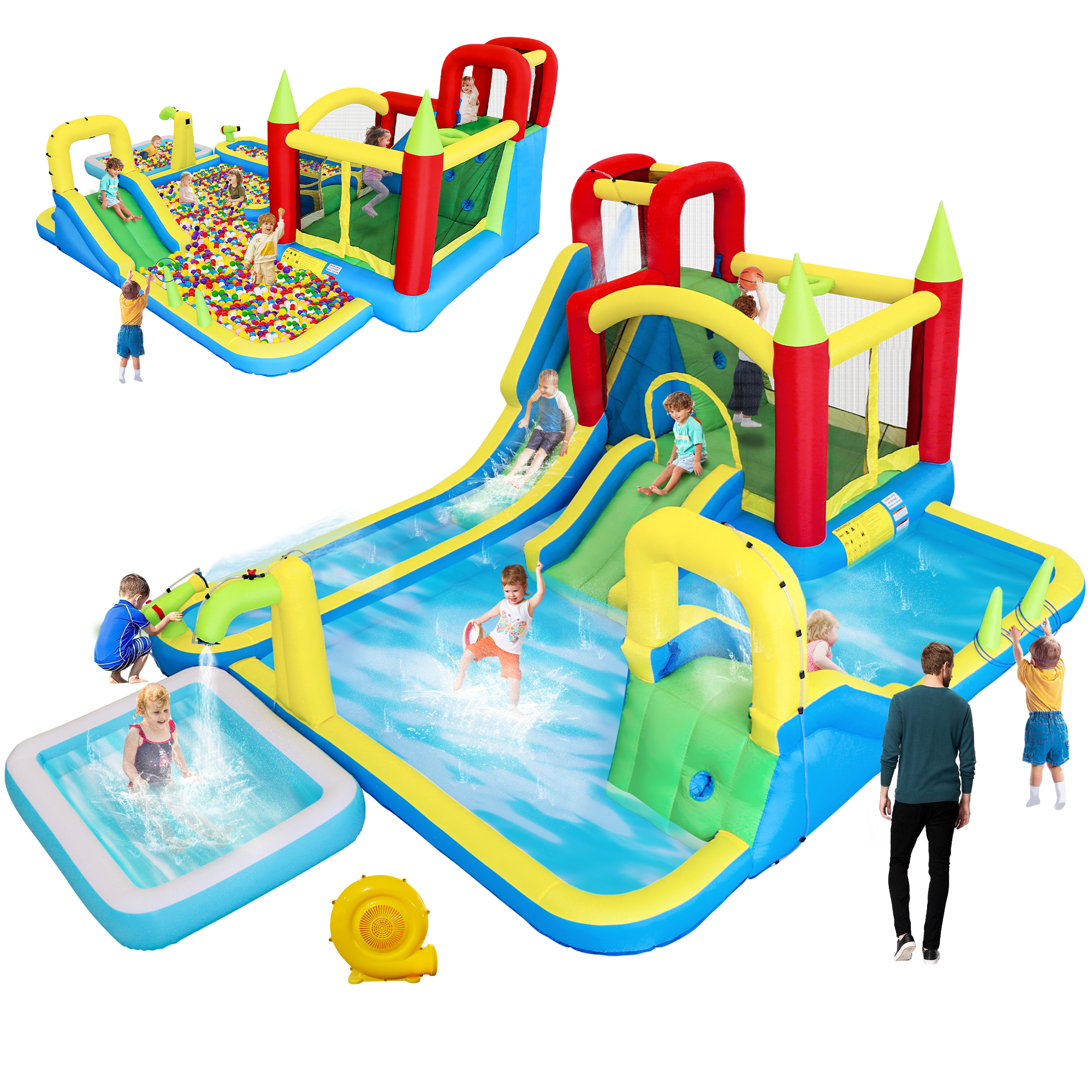 11-in-1 Inflatable Water Slide - Kids Outdoor Climbing Wall recension och pris