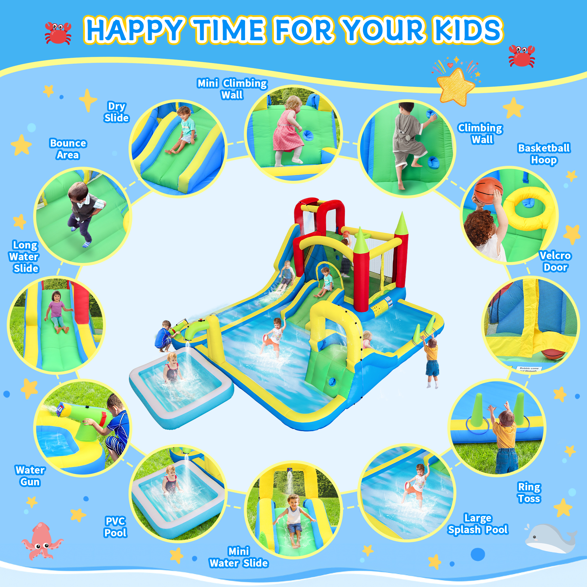 11-in-1 Inflatable Water Slide - Kids Outdoor Climbing Wall recension och pris