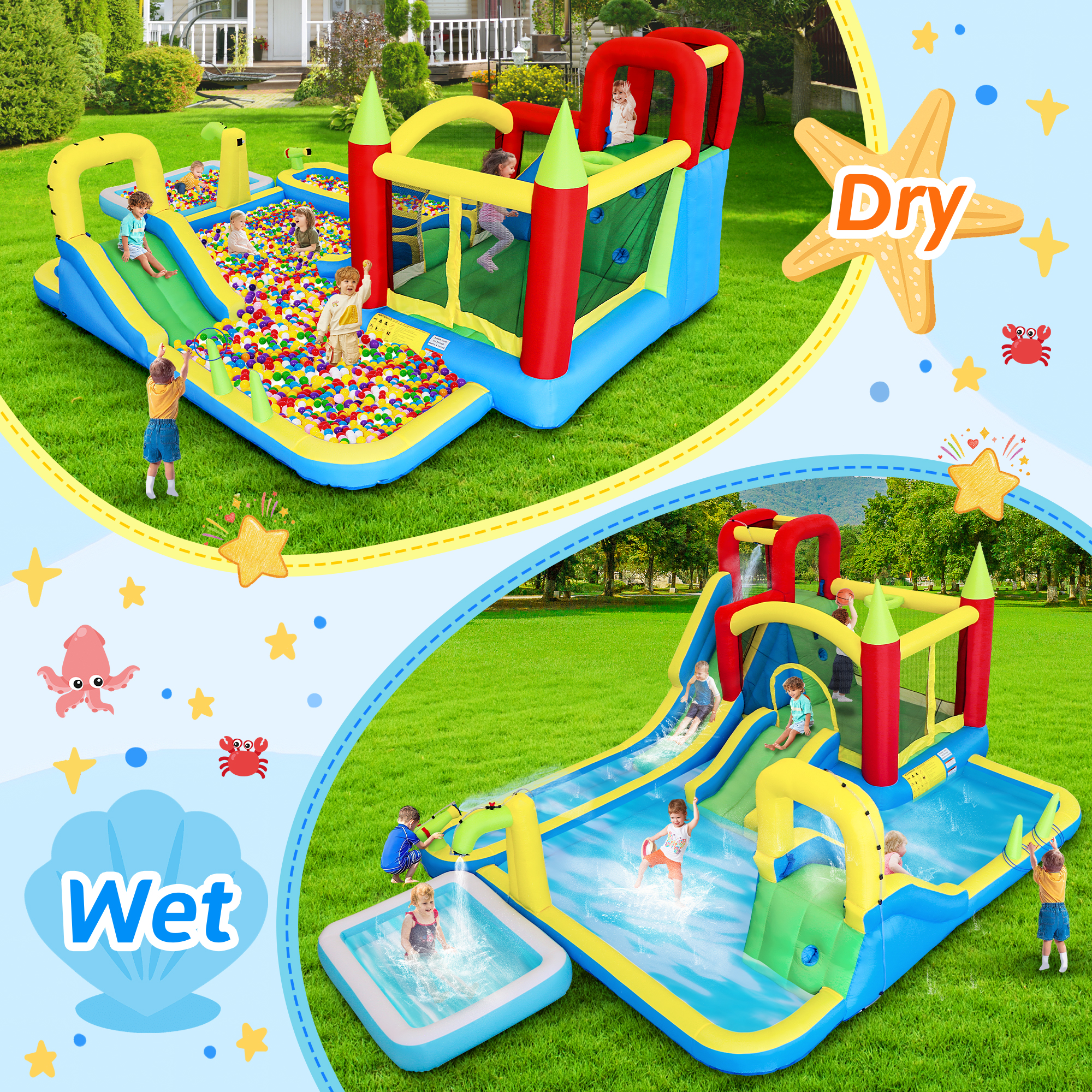 11-in-1 Inflatable Water Slide - Kids Outdoor Climbing Wall recension och pris