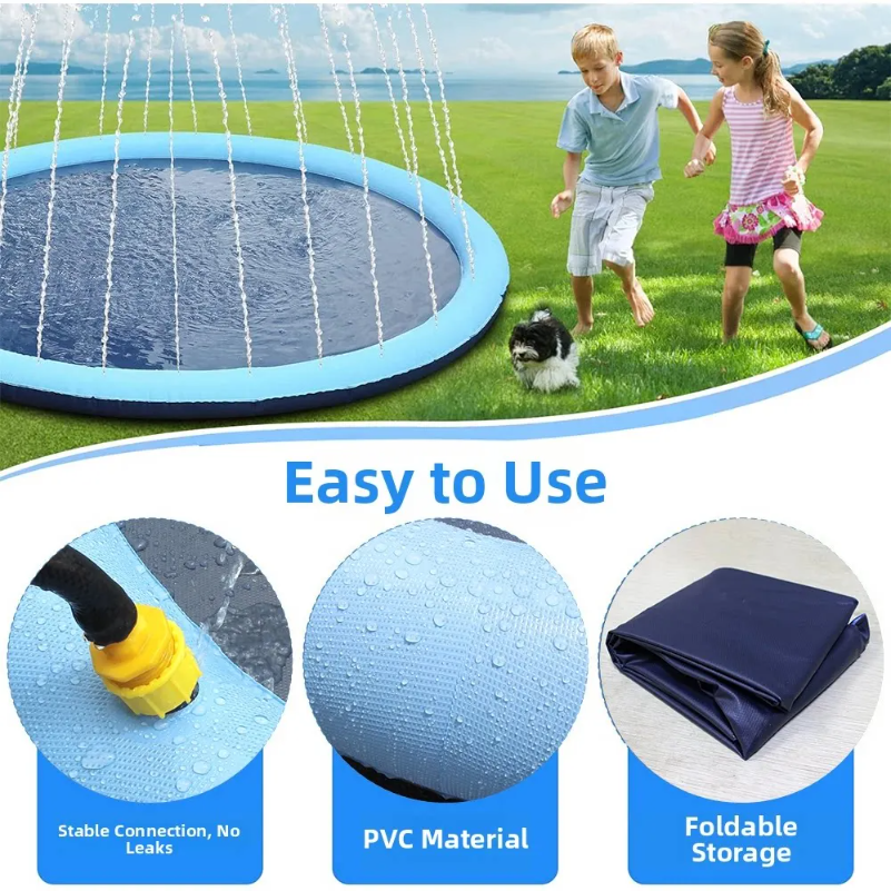 150cm Thickened Anti-Slip Pet  - Sprinkler Splash Pad recension och pris