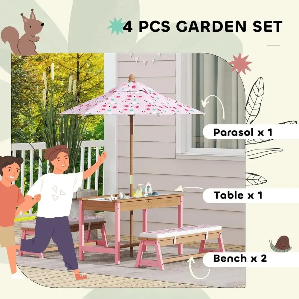 Wooden Picnic Table Set with U - Kids Outdoor Picnic Table recension och pris
