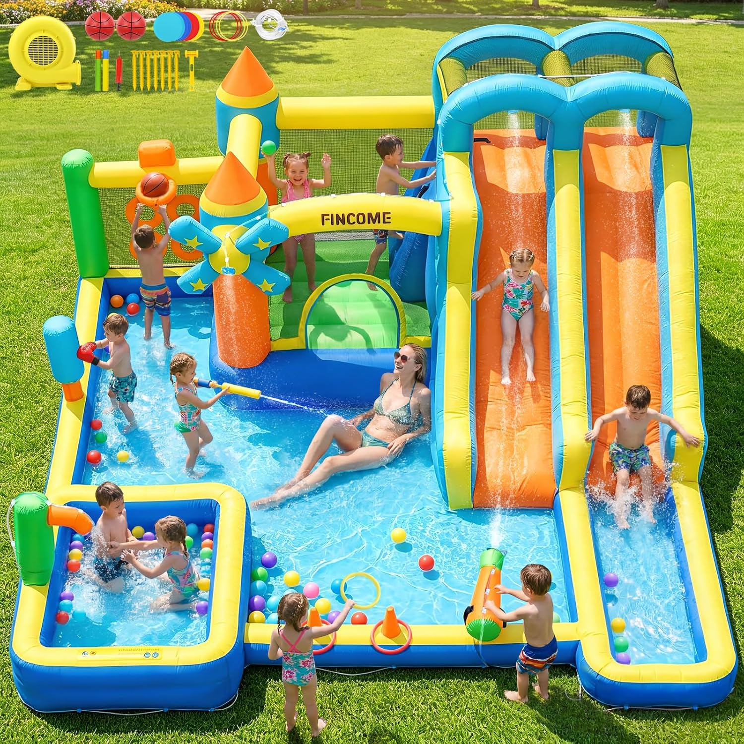 10-in-1 Inflatable Bouncy Cast - Kids Outdoor Climbing Wall recension och pris