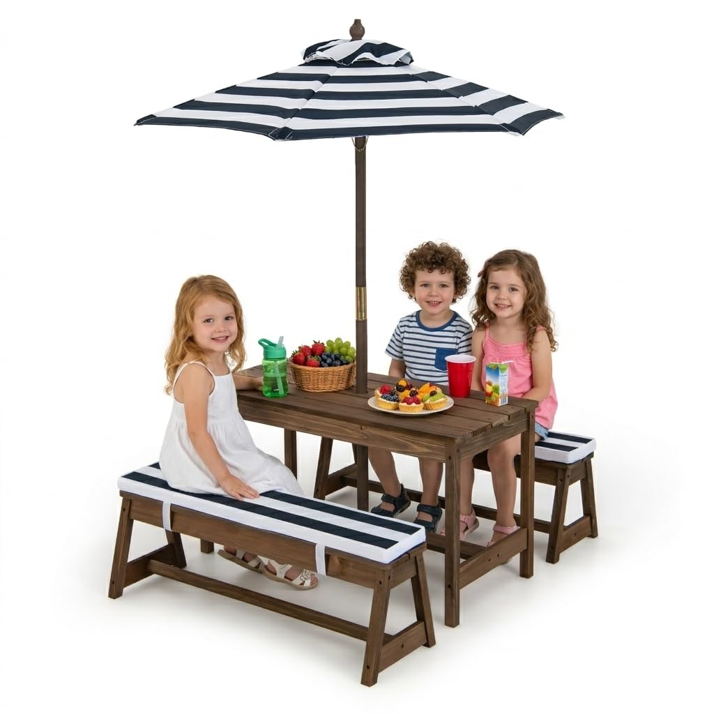 Height Adjustable Wooden Kids  - Kids Outdoor Picnic Table recension och pris