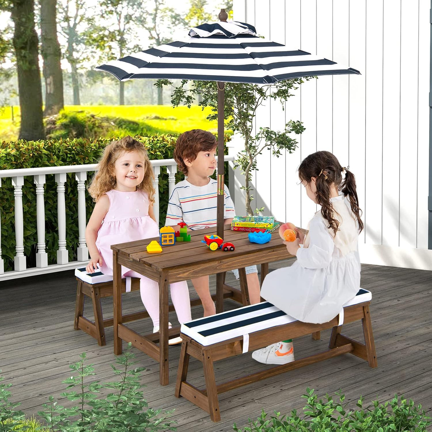 Height Adjustable Wooden Kids  - Kids Outdoor Picnic Table recension och pris