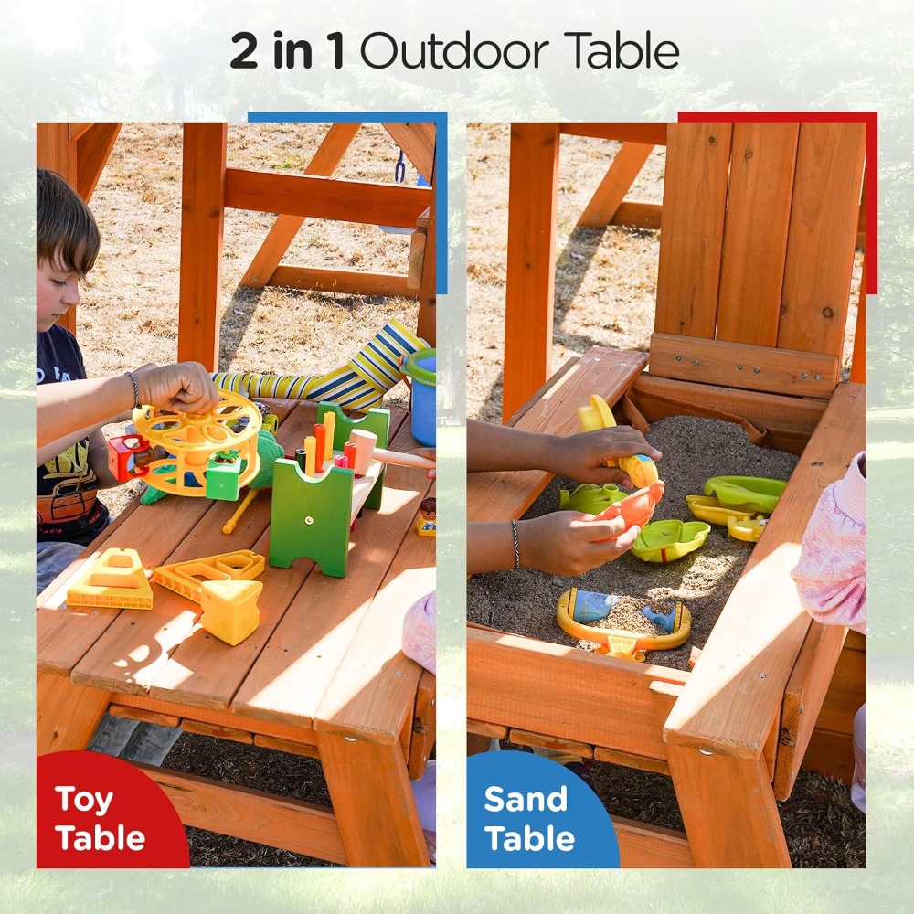 Wooden Swing Sets for Backyard - Kids Outdoor Monkey Bars recension och pris