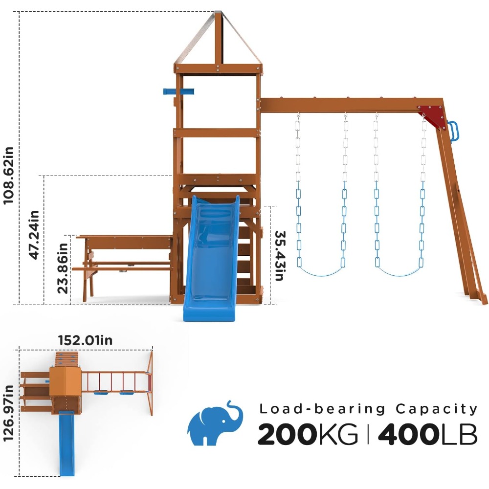 Wooden Swing Sets for Backyard - Kids Outdoor Monkey Bars recension och pris