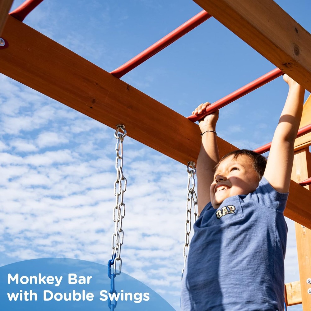 Wooden Swing Sets for Backyard - Kids Outdoor Monkey Bars recension och pris