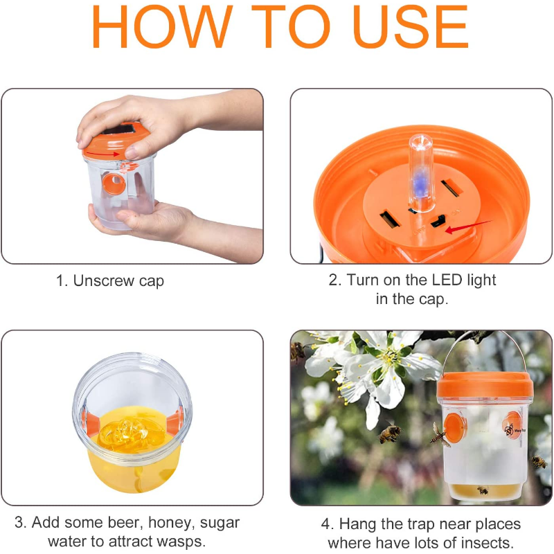 Solar Wasp Traps Hanging Yello - Bug Catching Kit recension och pris