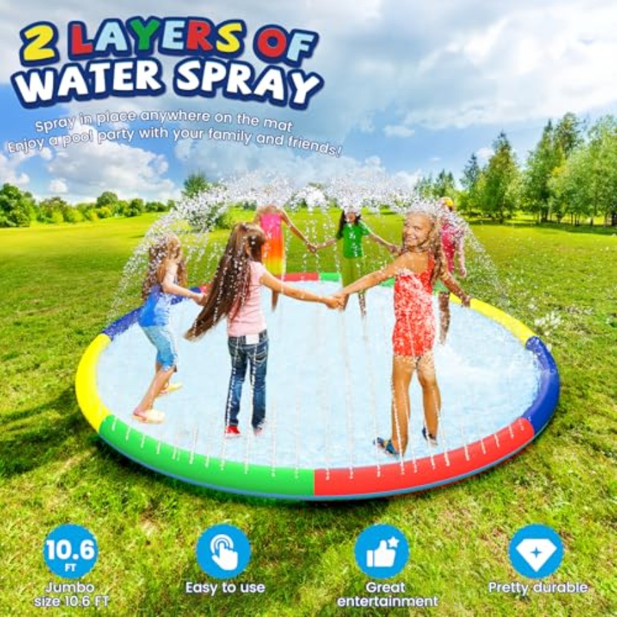 10.5 FT Large Splash Pad for A - Sprinkler Splash Pad recension och pris