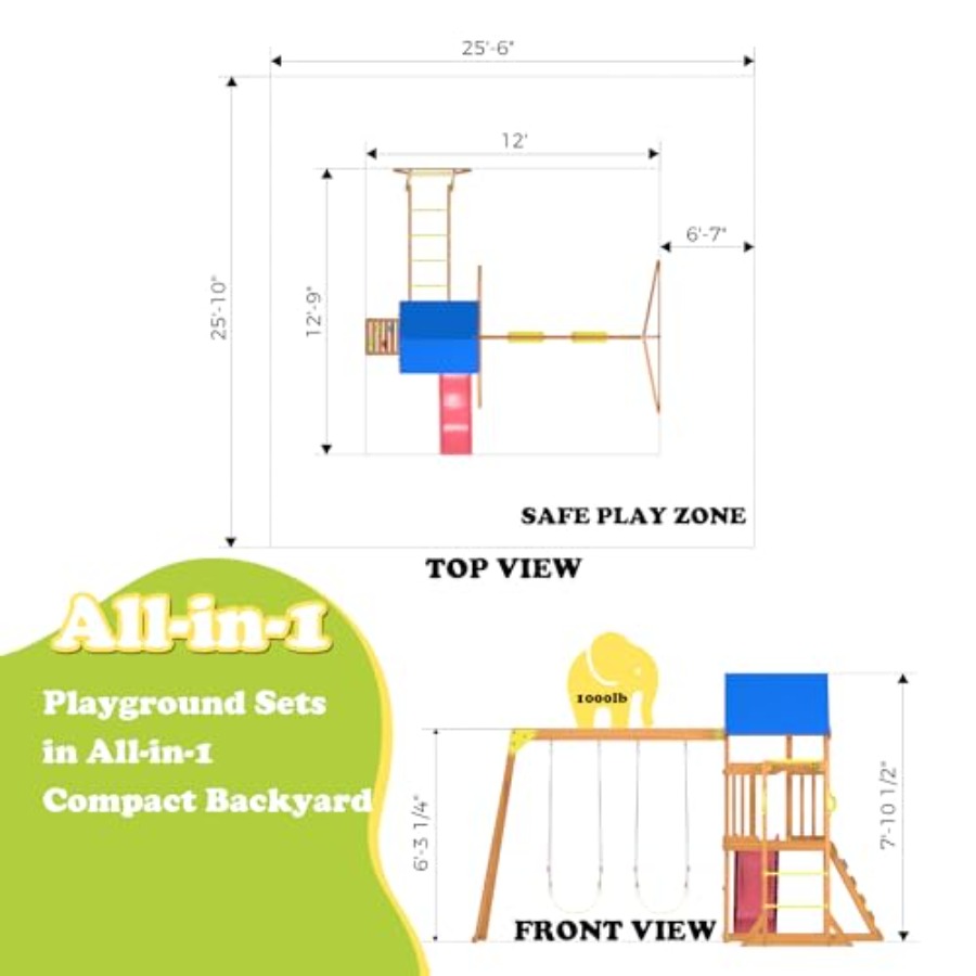 Backyard playground set with m - Kids Outdoor Monkey Bars recension och pris