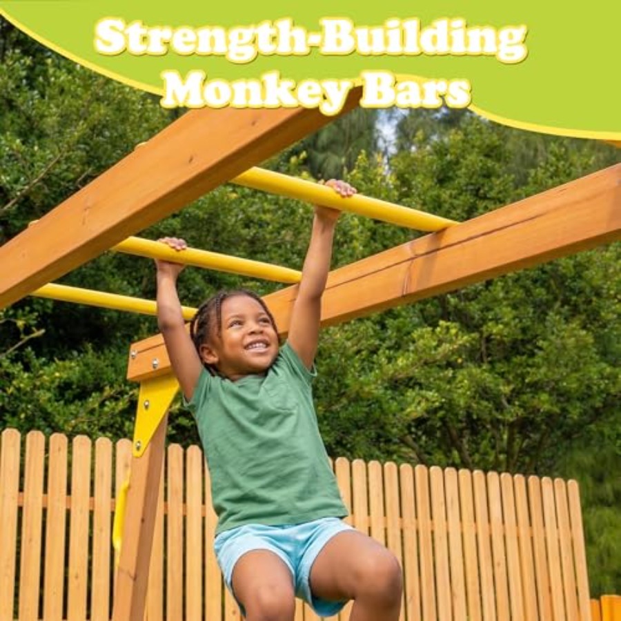 Backyard playground set with m - Kids Outdoor Monkey Bars recension och pris