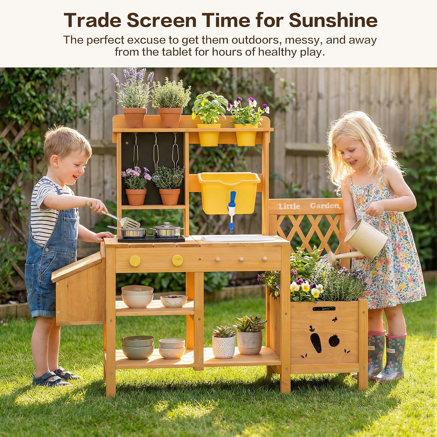 Wooden Mud Kitchen for Kids, O - Kids Outdoor Water Table recension och pris