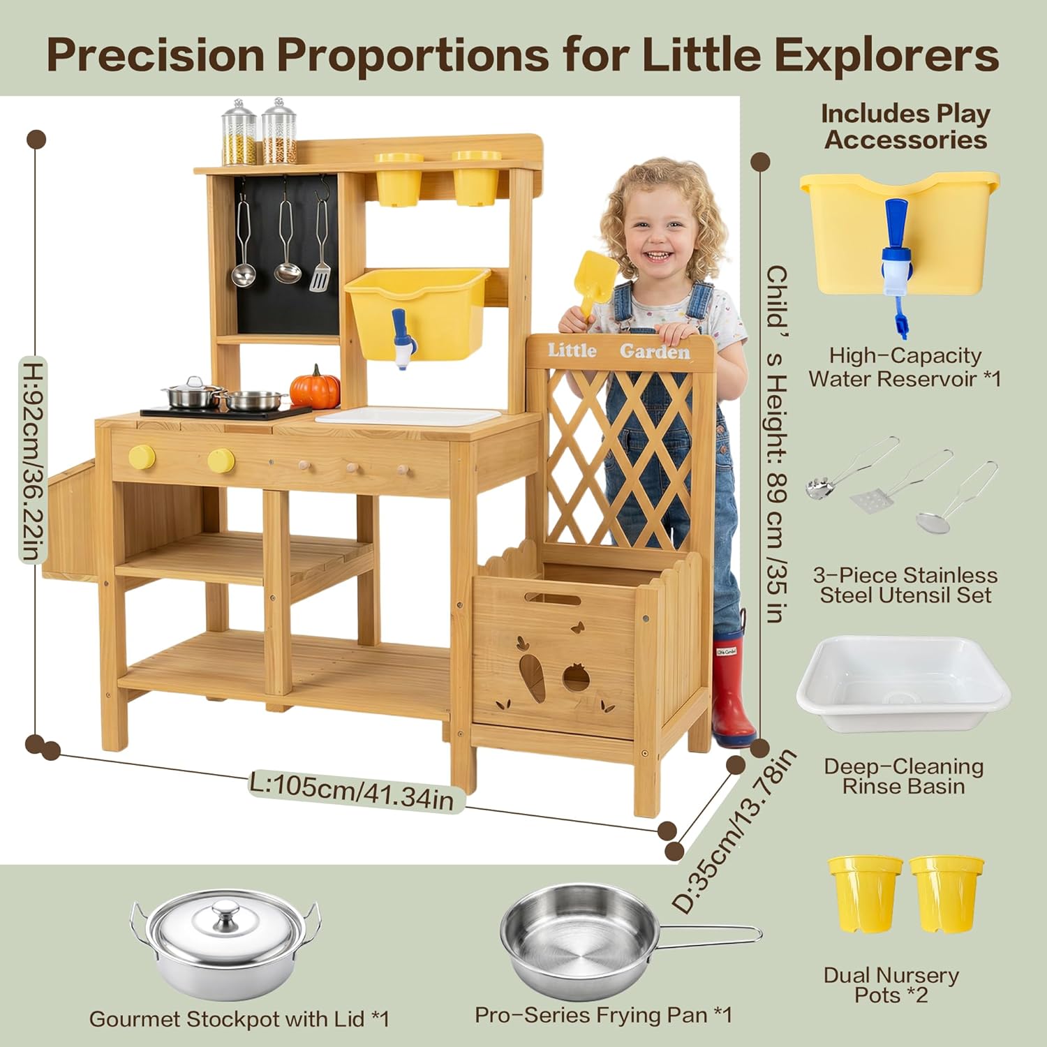 Wooden Mud Kitchen for Kids, O - Kids Outdoor Water Table recension och pris