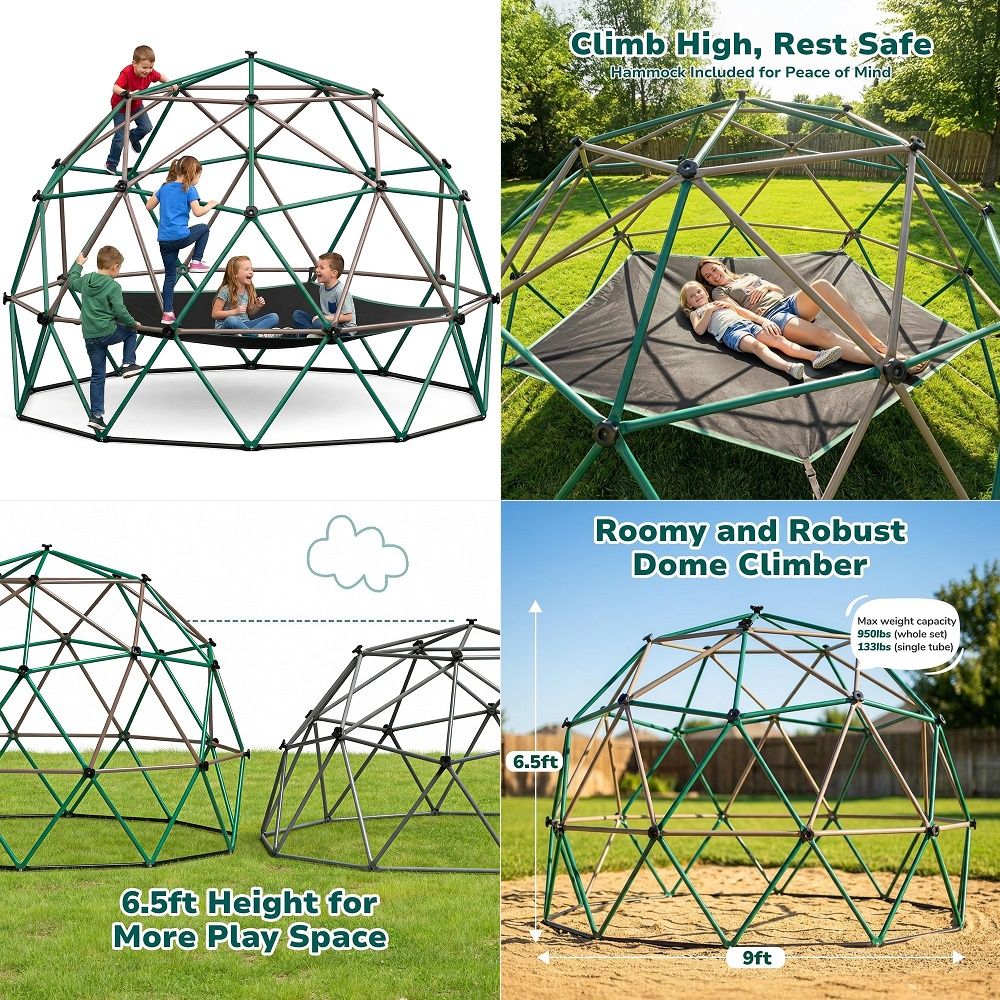 6.5 FT Tall Climbing Dome with - Kids Outdoor Monkey Bars recension och pris