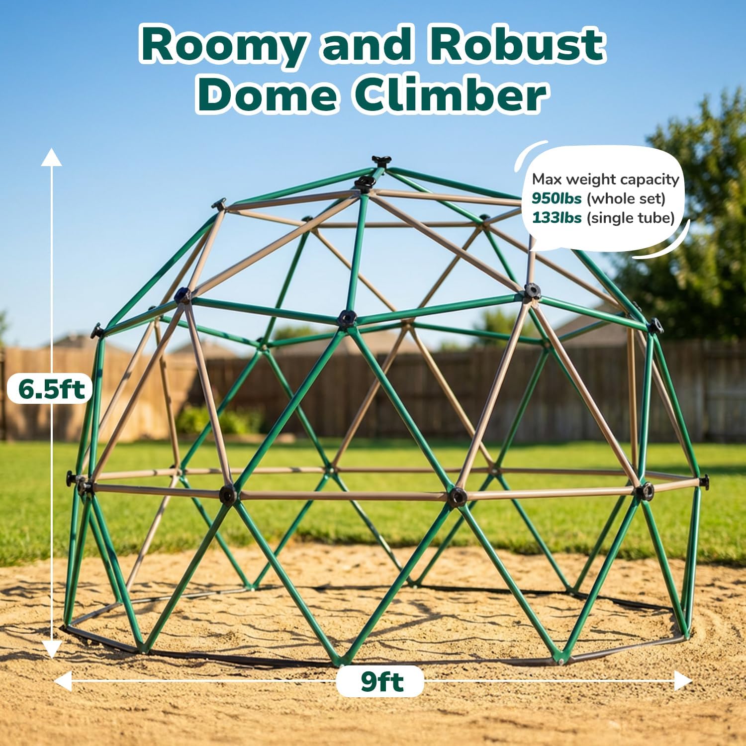 6.5 FT Tall Climbing Dome with - Kids Outdoor Monkey Bars recension och pris