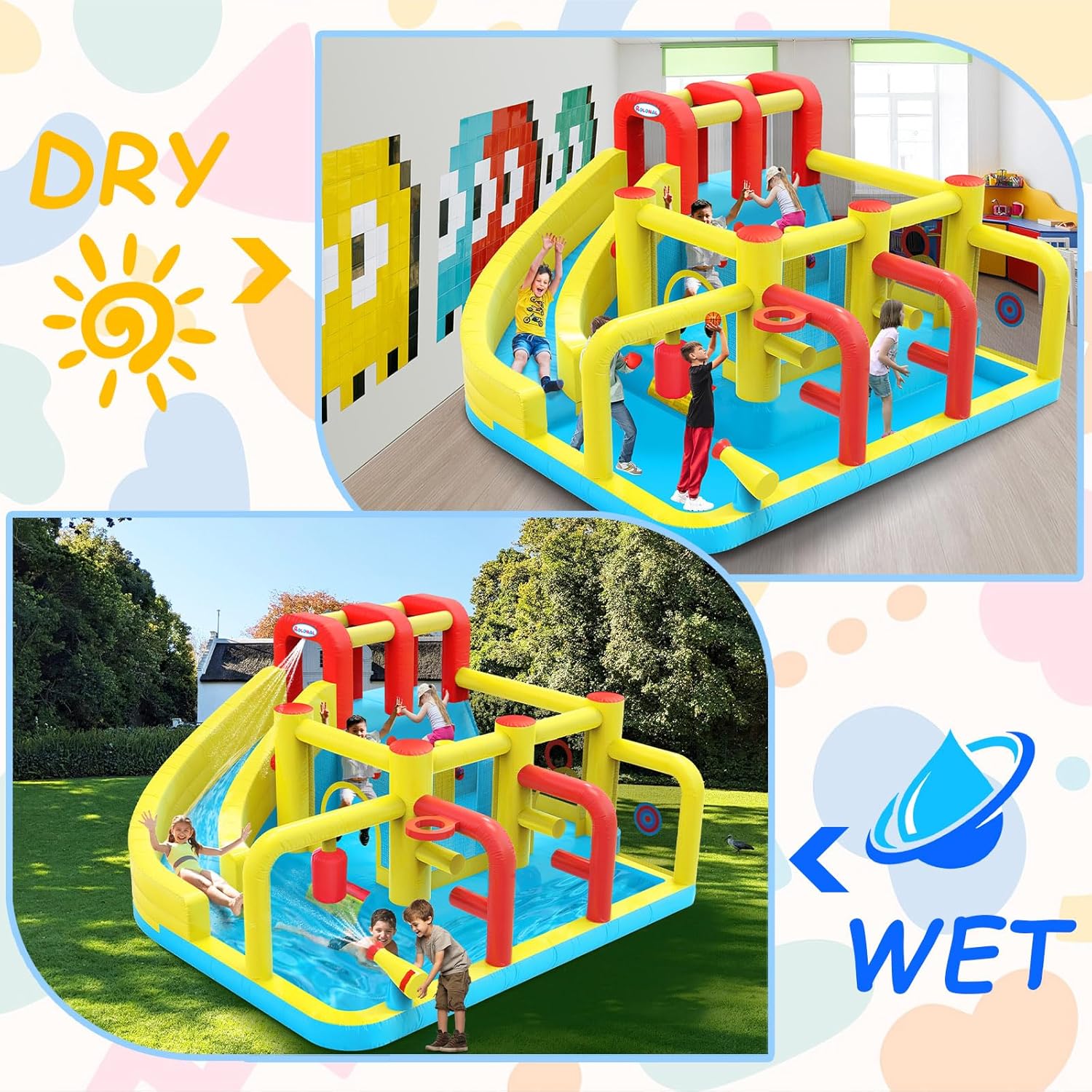Kids Inflatable Water Slide Bo - Kids Outdoor Games For Party recension och pris