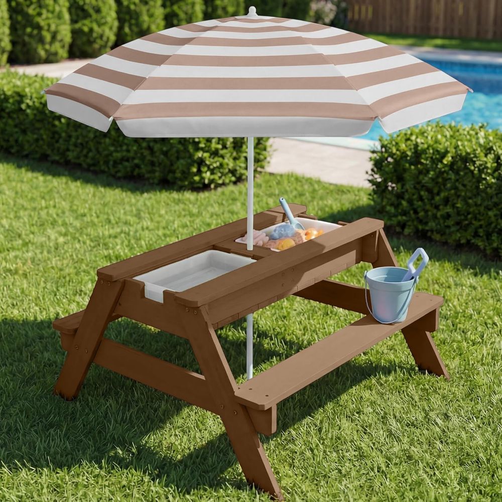 Kids Picnic Table with Umbrell - Kids Outdoor Picnic Table recension och pris