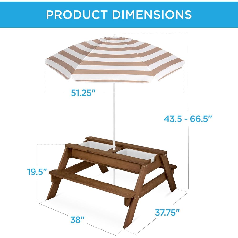 Kids Picnic Table with Umbrell - Kids Outdoor Picnic Table recension och pris