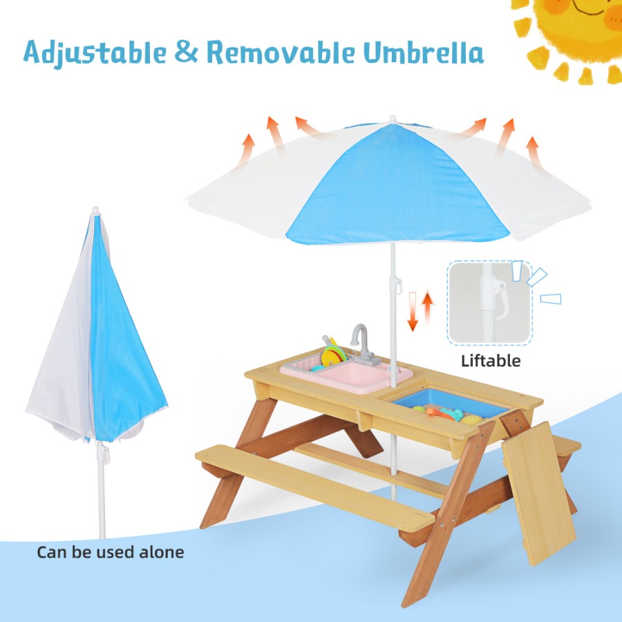 Outdoor 3-in-1 sand water tabl - Kids Outdoor Umbrella With Base recension och pris