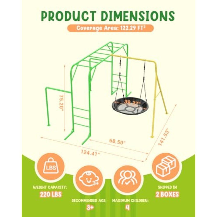 Monkey Bars Set for Backyard w - Kids Outdoor Monkey Bars recension och pris