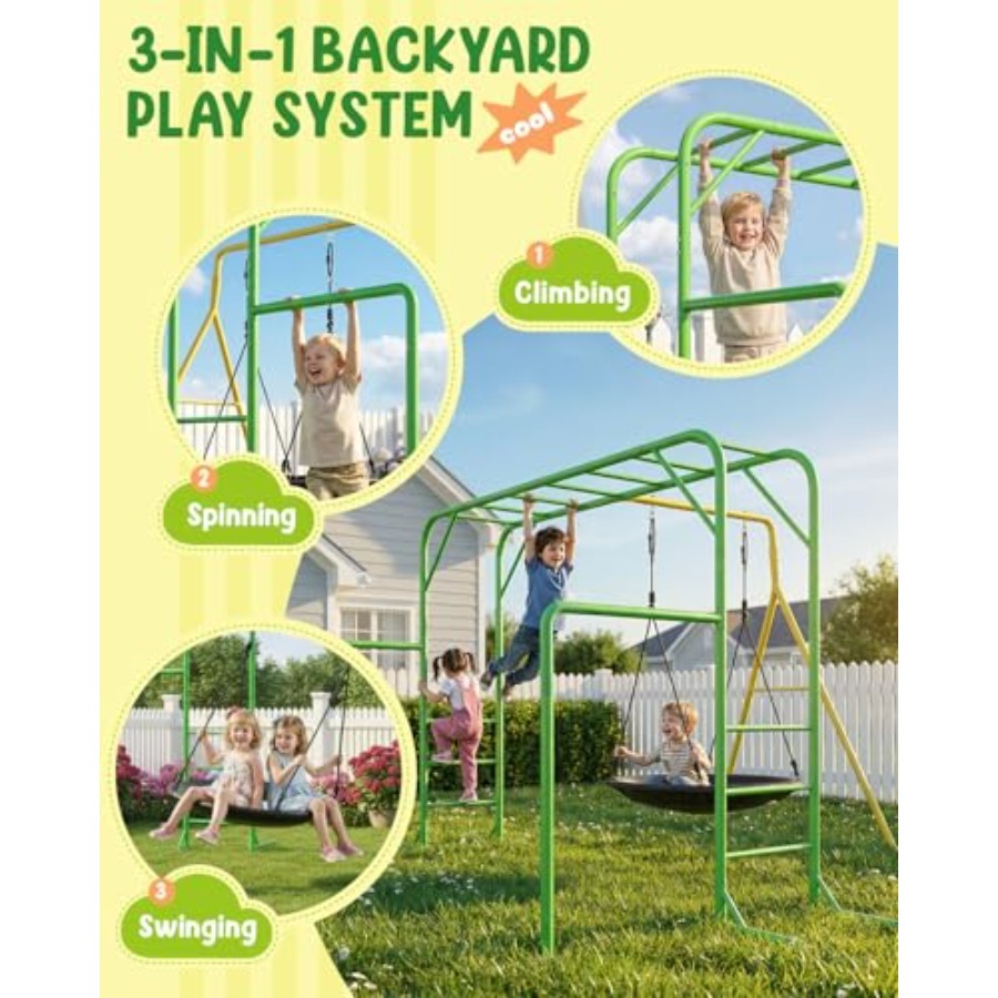 Monkey Bars Set for Backyard w - Kids Outdoor Monkey Bars recension och pris