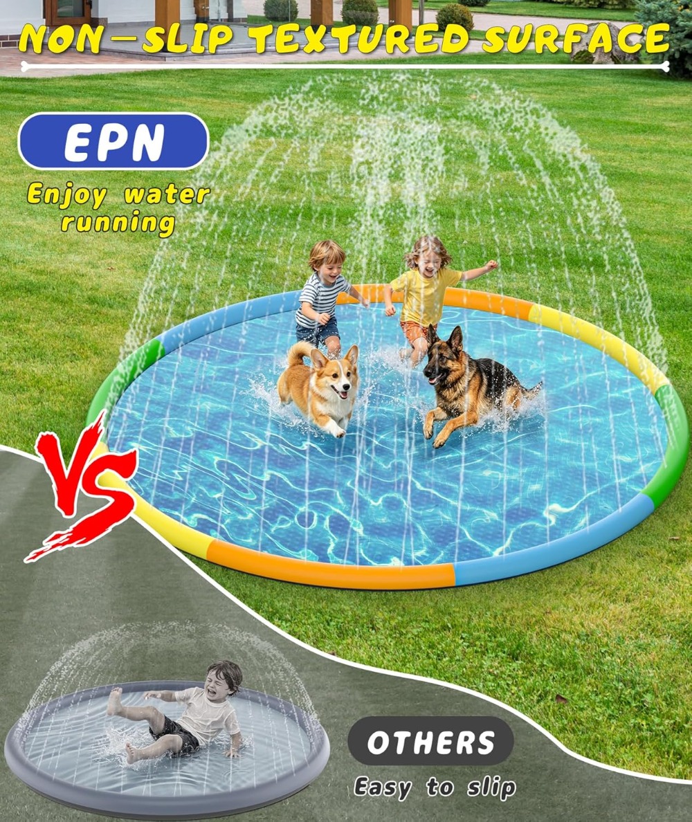 13FT Extra Large Splash Pad, T - Sprinkler Splash Pad recension och pris